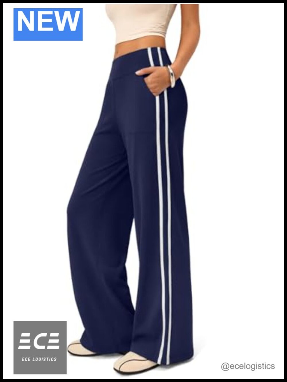 High Rise Wide Leg Track Pants Stretch Straight Leg Sweatpants